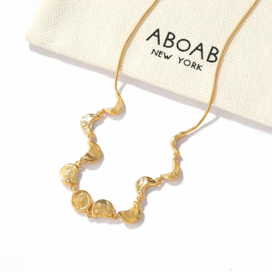 Two-Tone Chunky Linked-Crescent Necklace in Gold and Silver, product view 06