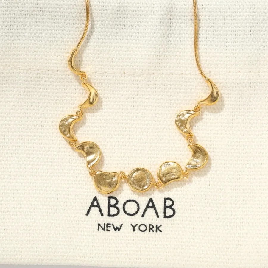 Two-Tone Chunky Linked-Crescent Necklace in Gold and Silver, product view 07