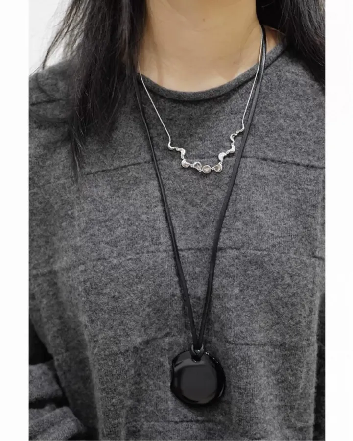 Two-Tone Chunky Linked-Crescent Necklace in Gold and Silver, product view 10