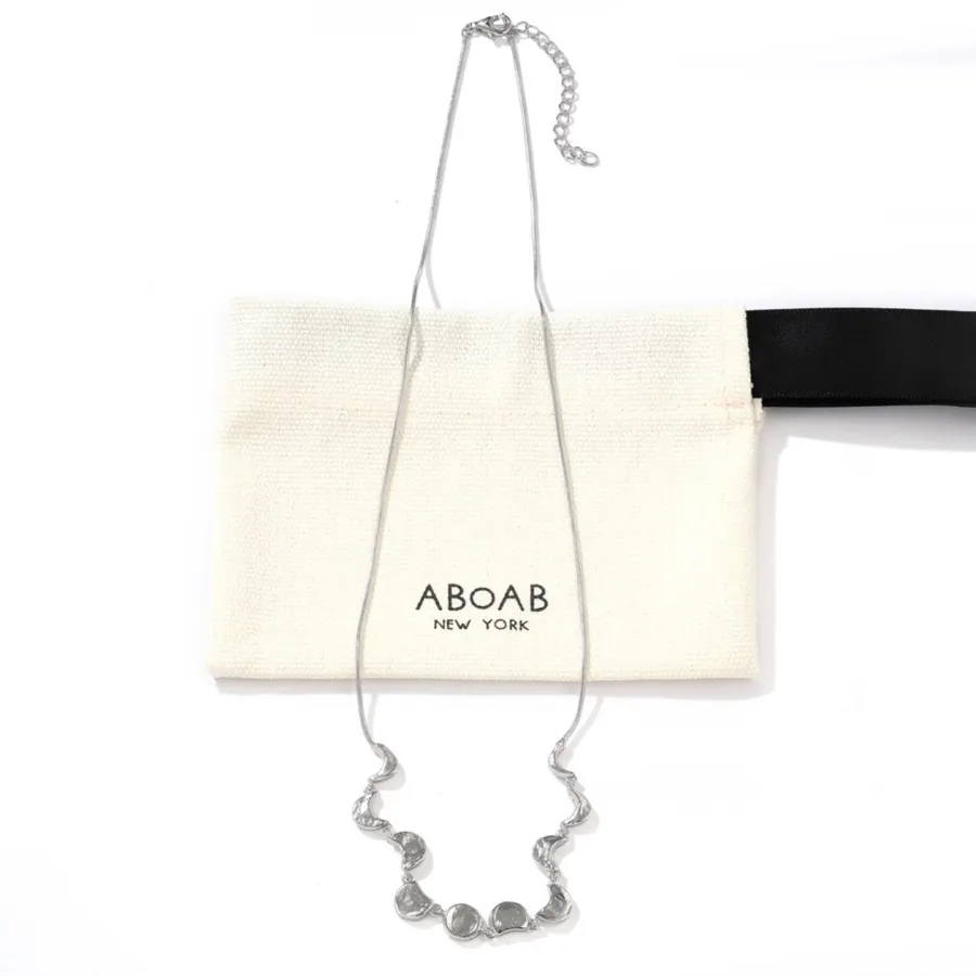Two-Tone Chunky Linked-Crescent Necklace in Gold and Silver, product view 11