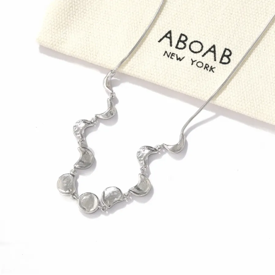 Two-Tone Chunky Linked-Crescent Necklace in Gold and Silver, product view 12