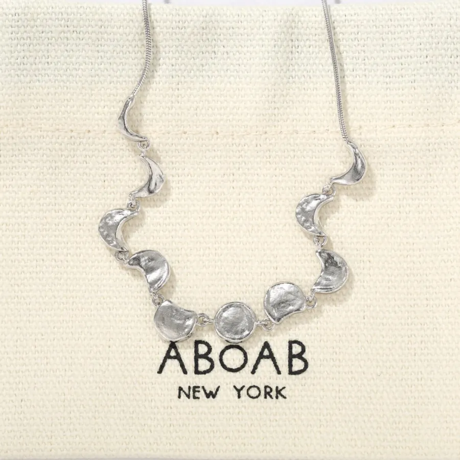 Two-Tone Chunky Linked-Crescent Necklace in Gold and Silver, product view 13