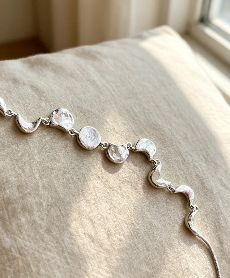 Two-Tone Chunky Linked-Crescent Necklace in Gold and Silver, product view 16