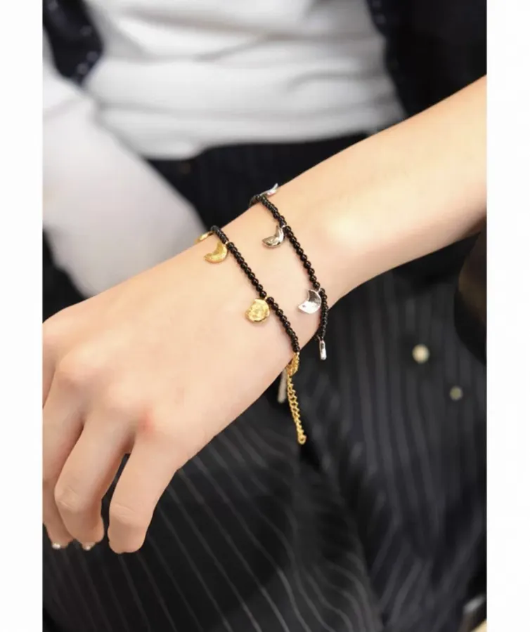 Linked-Crescent Sterling Silver Bracelet in Silver, product view