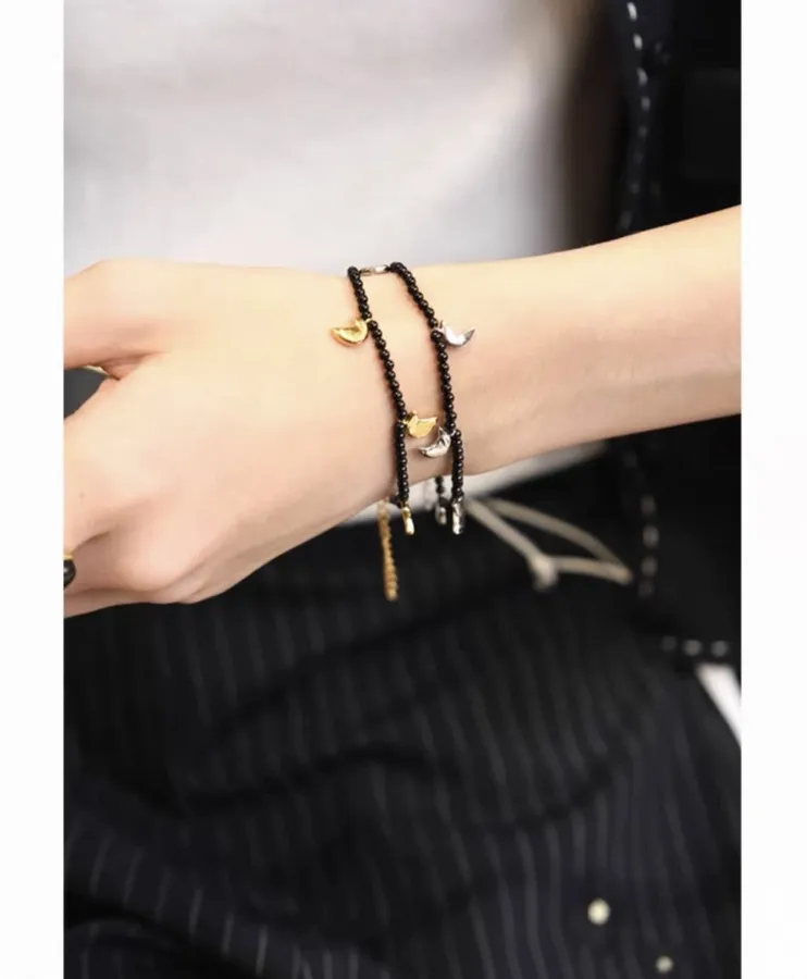 Linked-Crescent Sterling Silver Bracelet in Silver, product view 04