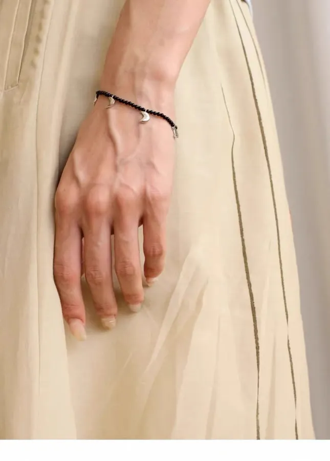 Linked-Crescent Sterling Silver Bracelet in Silver, product view 06