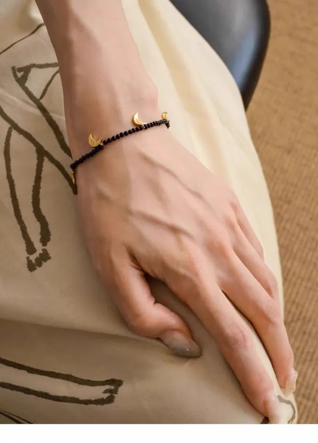Linked-Crescent Sterling Silver Bracelet in Silver, product view 08