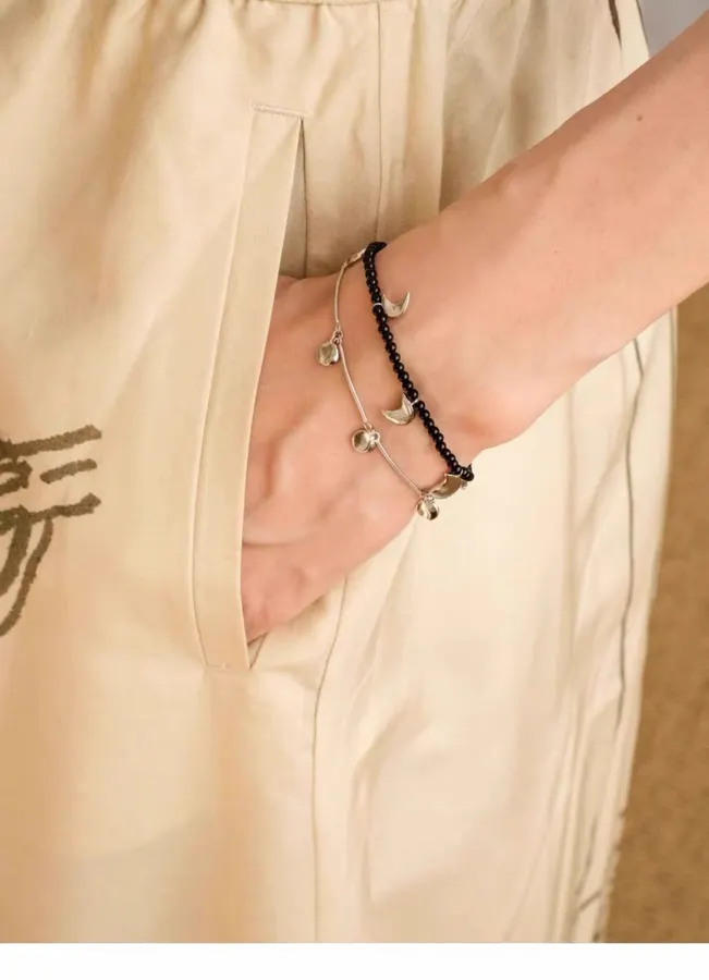 Linked-Crescent Sterling Silver Bracelet in Silver, product view 10