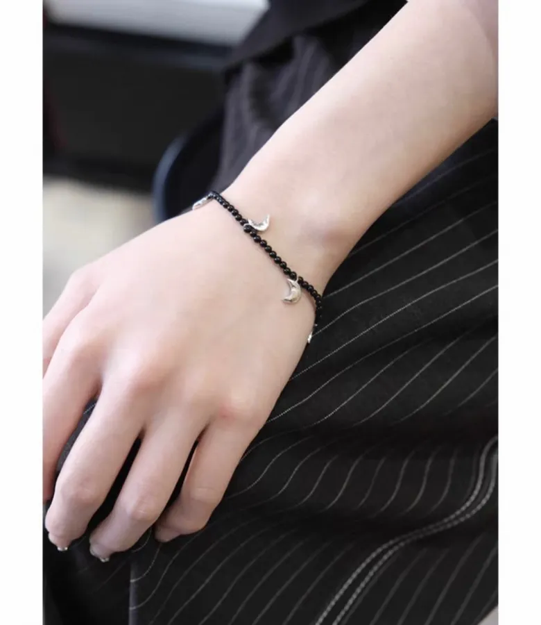 Linked-Crescent Sterling Silver Bracelet in Silver, product view 14