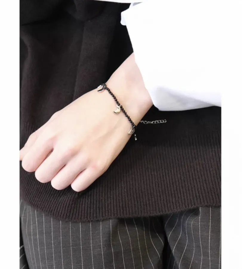 Linked-Crescent Sterling Silver Bracelet in Silver, product view 15