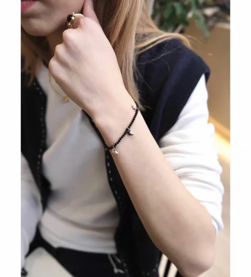 Linked-Crescent Sterling Silver Bracelet in Silver, product view 16