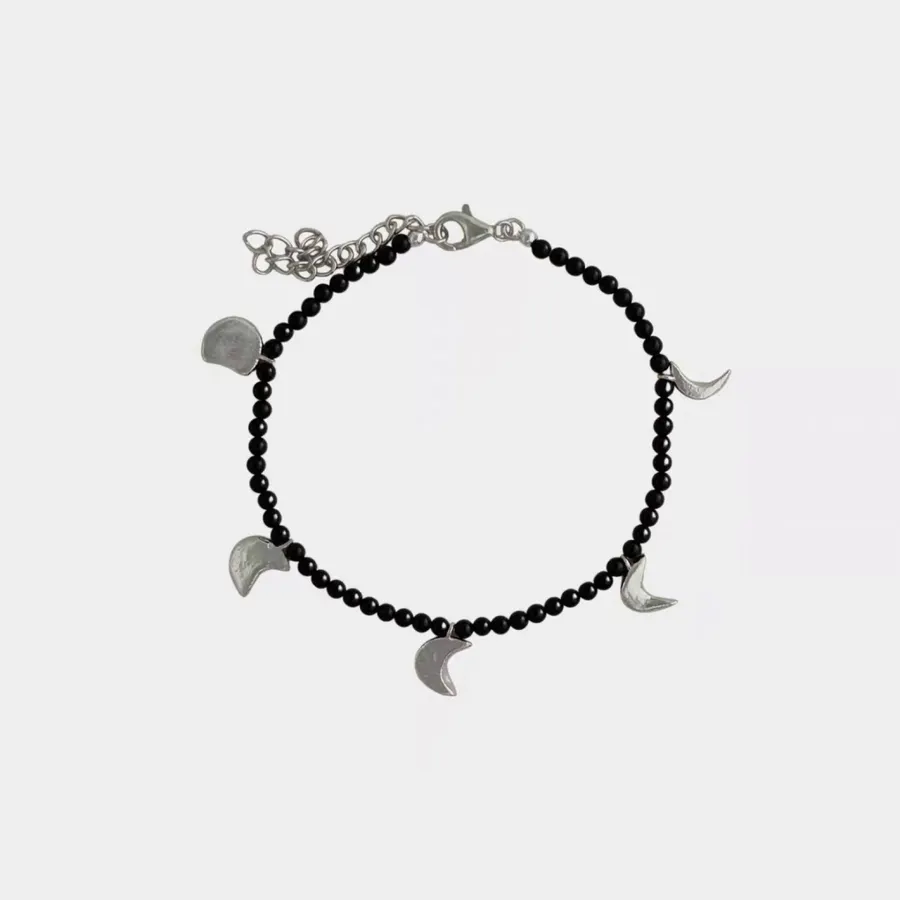 Linked-Crescent Sterling Silver Bracelet in Silver, product view 22
