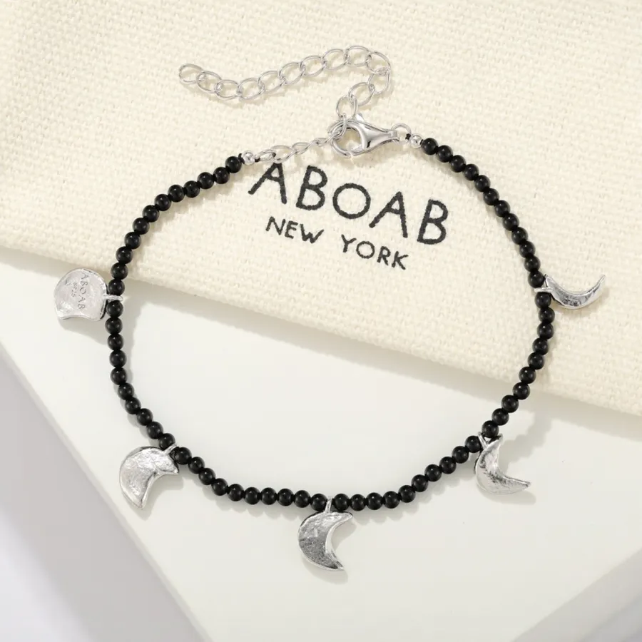 Linked-Crescent Sterling Silver Bracelet in Silver, product view 23