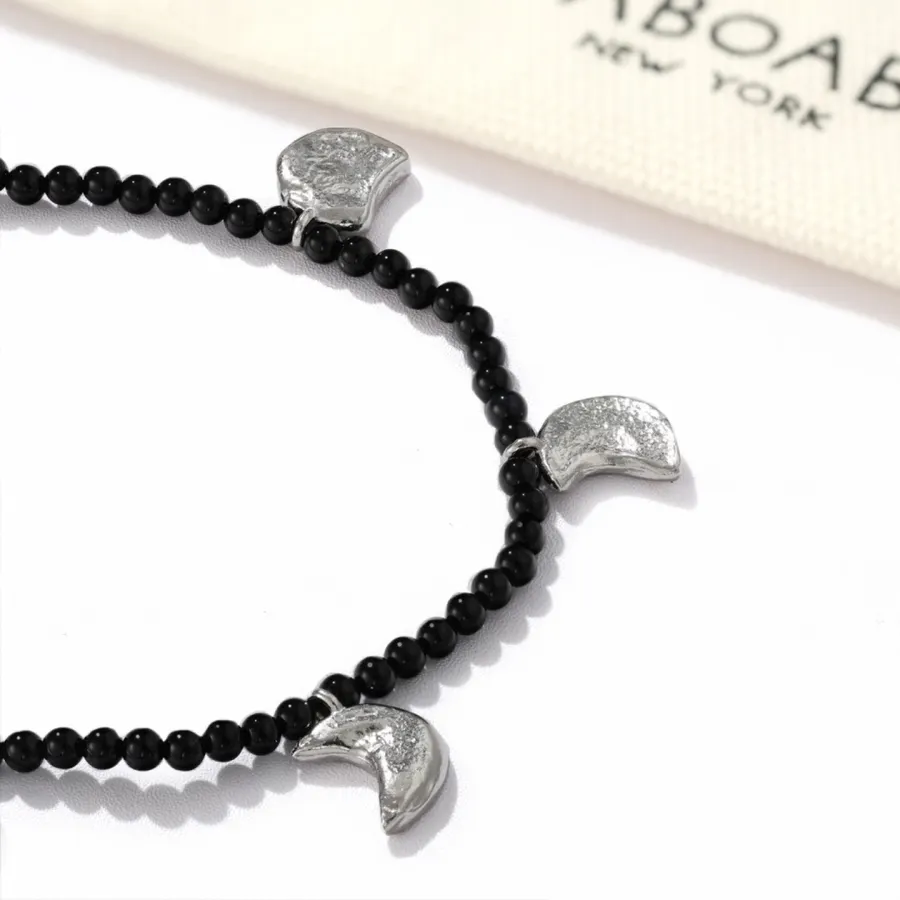 Linked-Crescent Sterling Silver Bracelet in Silver, product view 24