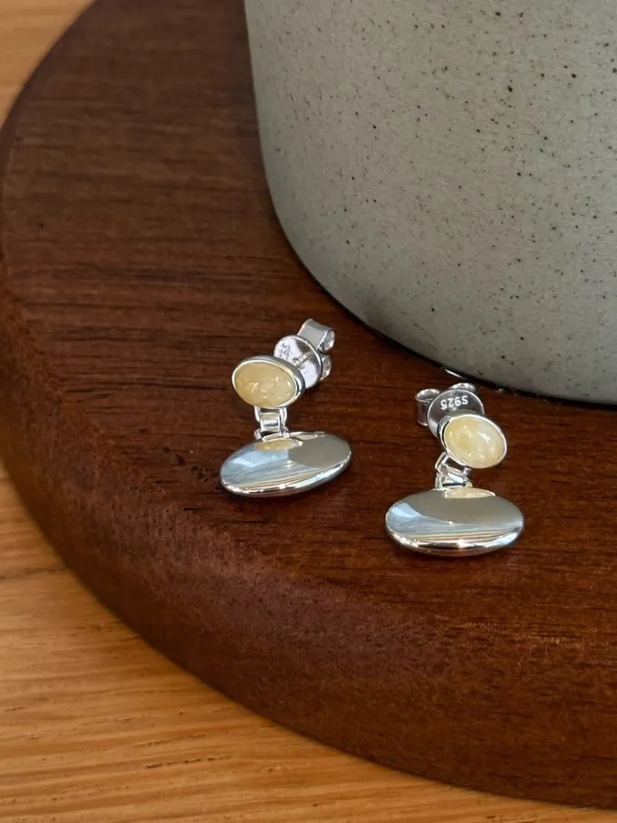 Silver Two-Tone Oval Drop Earrings in Gold and Silver, product view