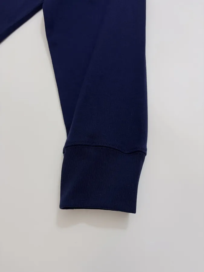 Navy Contrast-Collar Long-Sleeve Polo Sweatshirt in Navy, product view 06