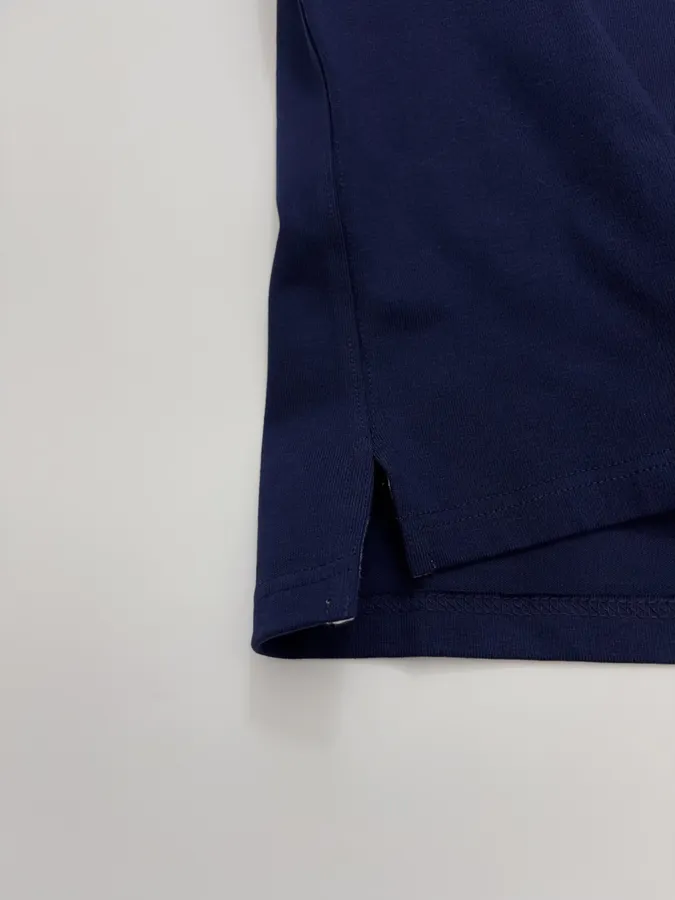 Navy Contrast-Collar Long-Sleeve Polo Sweatshirt in Navy, product view 10