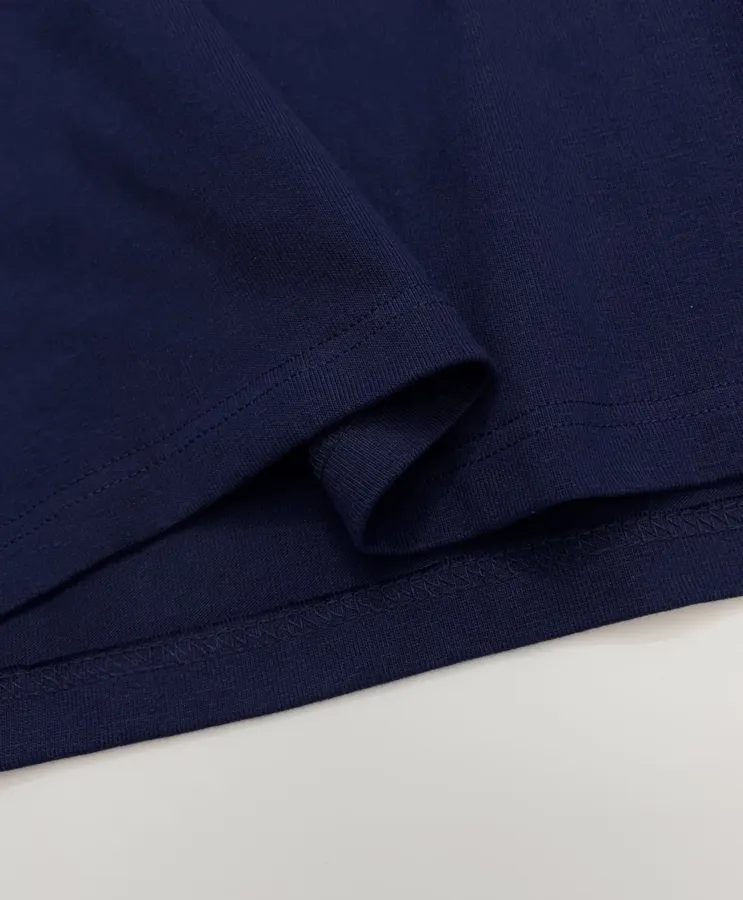 Navy Contrast-Collar Long-Sleeve Polo Sweatshirt in Navy, product view 11