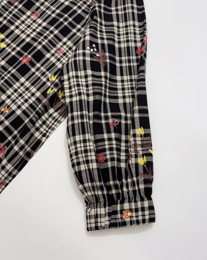 Cotton Maxi Dress in Black Plaid, product view 04