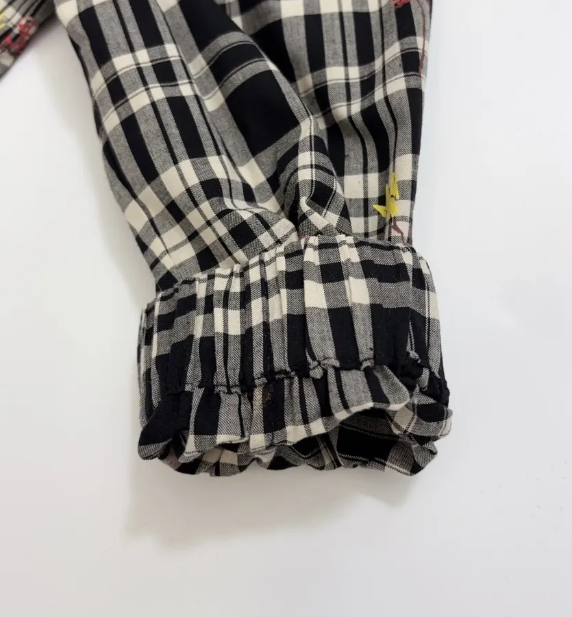 Cotton Maxi Dress in Black Plaid, product view 05