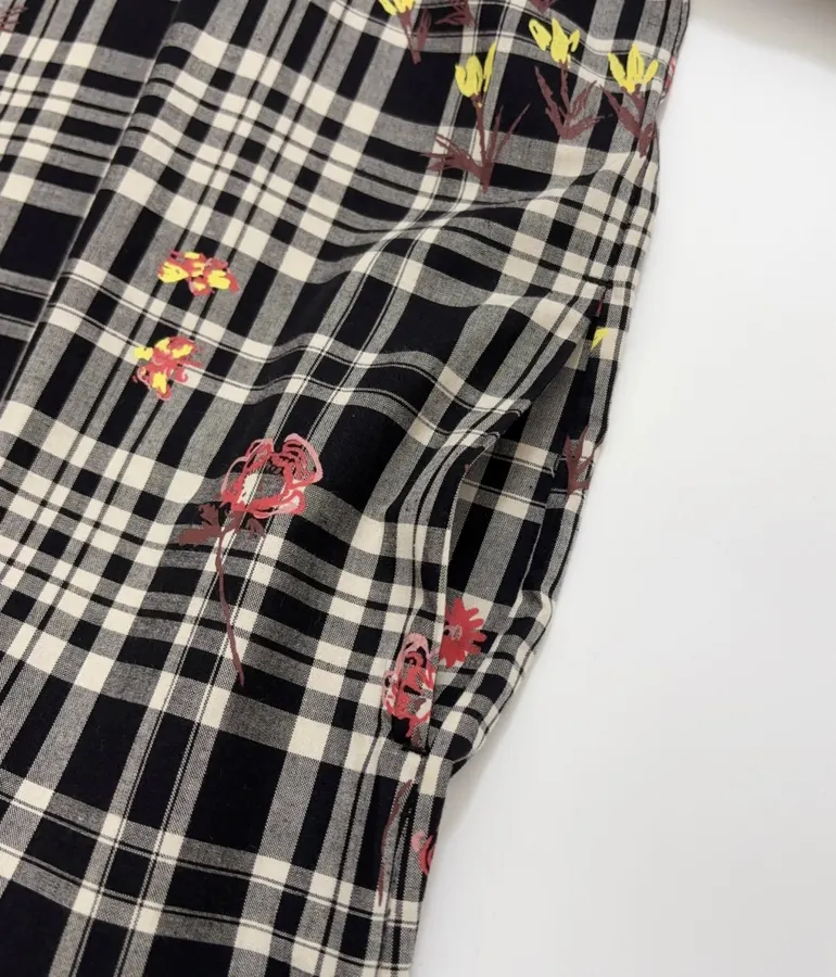 Cotton Maxi Dress in Black Plaid, product view 06