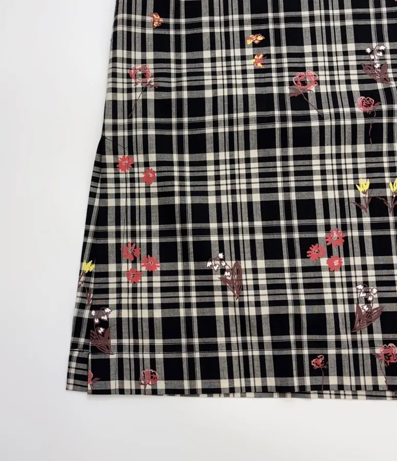 Cotton Maxi Dress in Black Plaid, product view 08