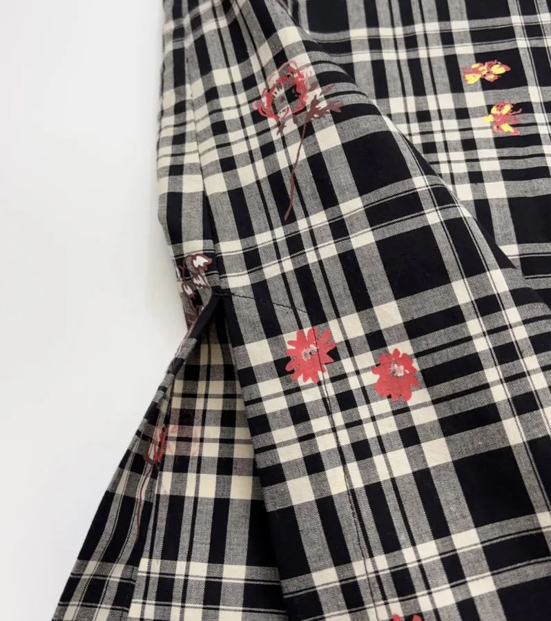 Cotton Maxi Dress in Black Plaid, product view 10