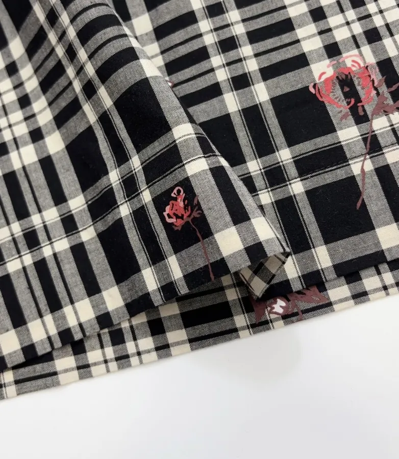 Cotton Maxi Dress in Black Plaid, product view 11