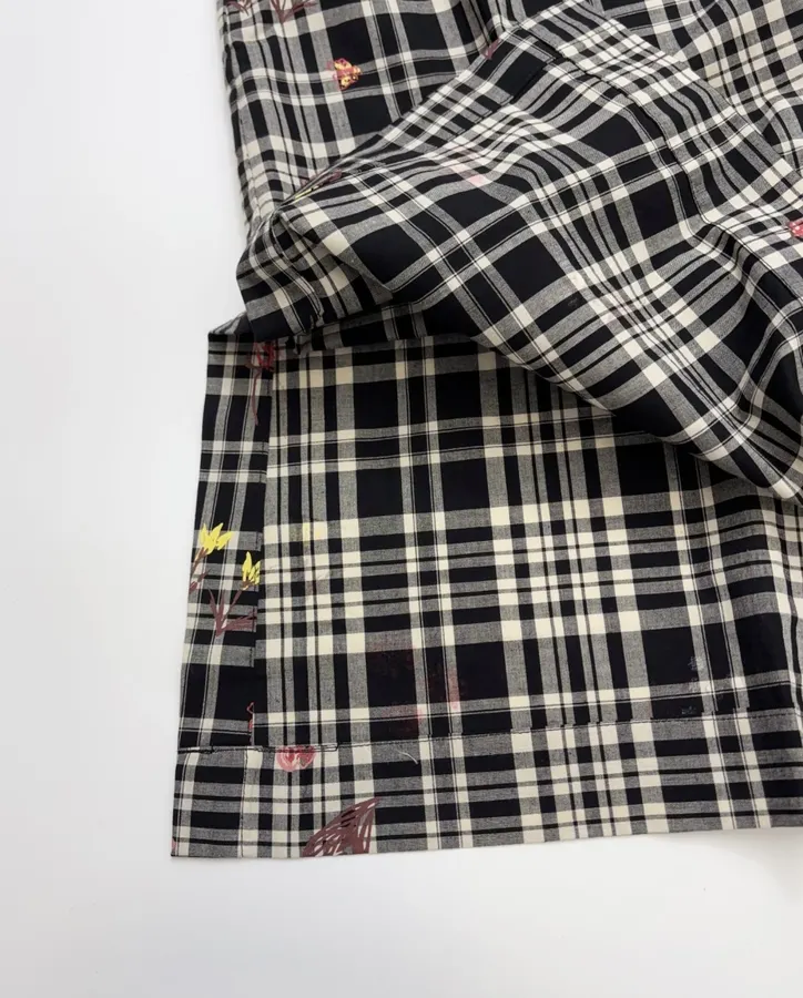 Cotton Maxi Dress in Black Plaid, product view 12
