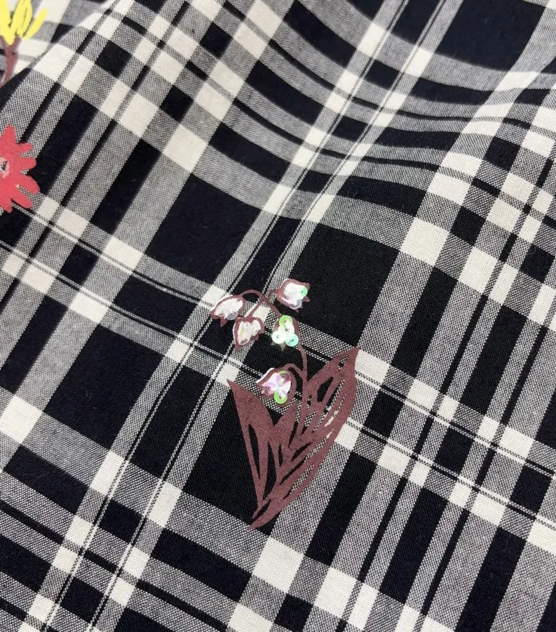 Cotton Maxi Dress in Black Plaid, product view 13