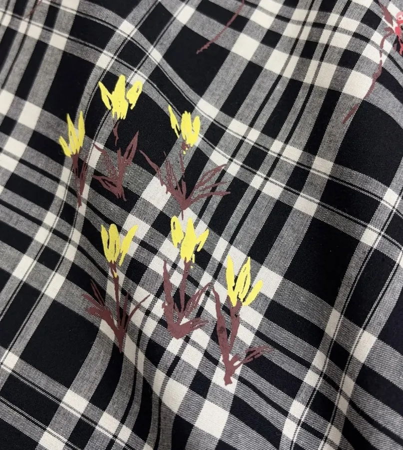 Cotton Maxi Dress in Black Plaid, product view 14