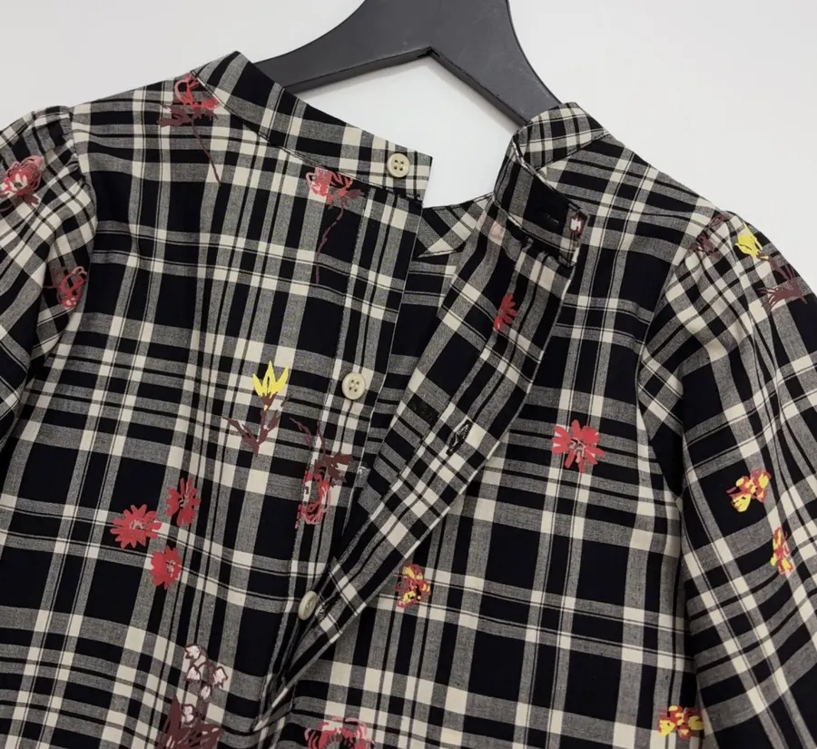 Cotton Maxi Dress in Black Plaid, product view 17