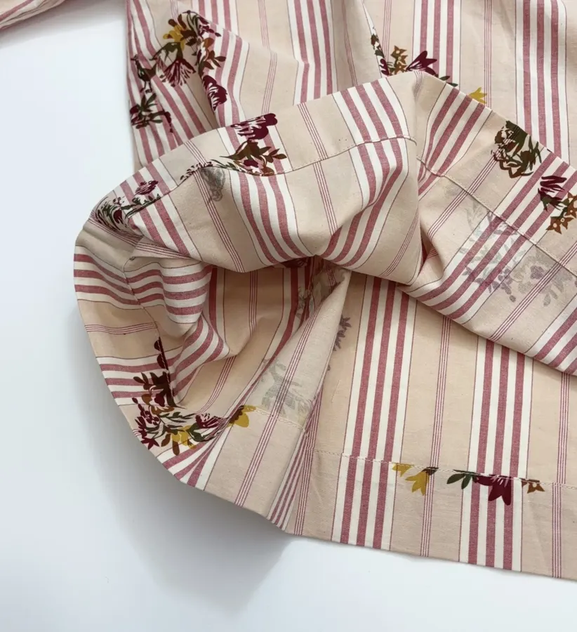 Cotton Relaxed Babydoll Shirt in Beige and Pink, product view 10