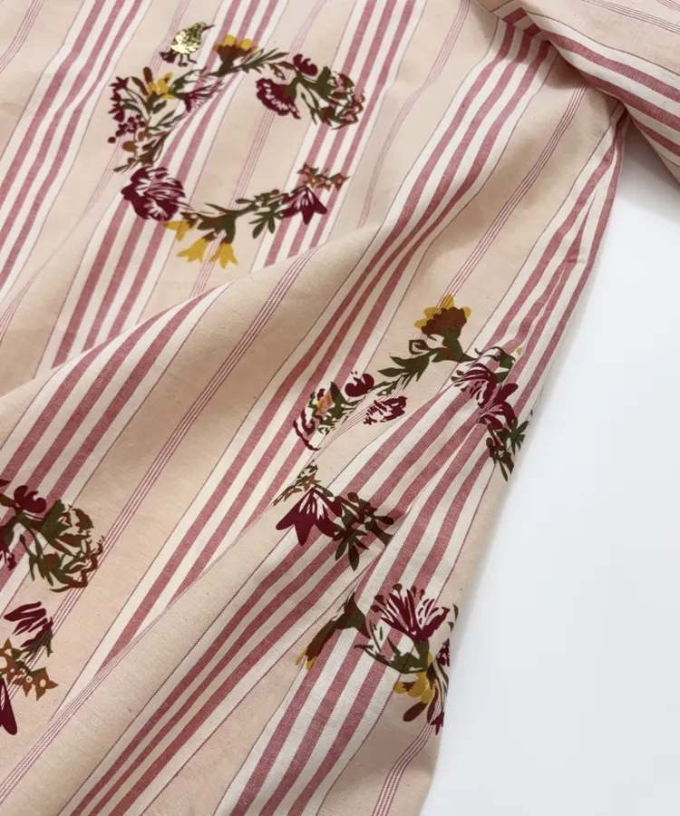 Cotton Relaxed Babydoll Shirt in Beige and Pink, product view 11