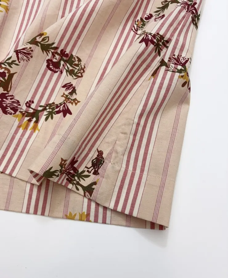 Cotton Relaxed Babydoll Shirt in Beige and Pink, product view 12