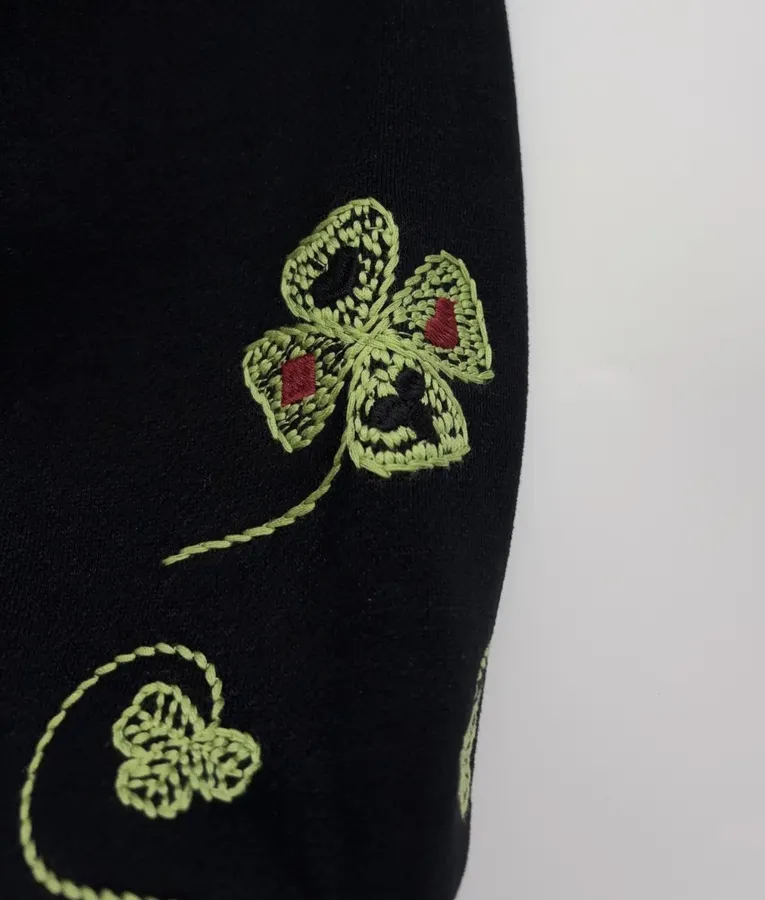 Green Embroidered Cotton Sweatshirt, Loose Lazy Top in Green, product view 08