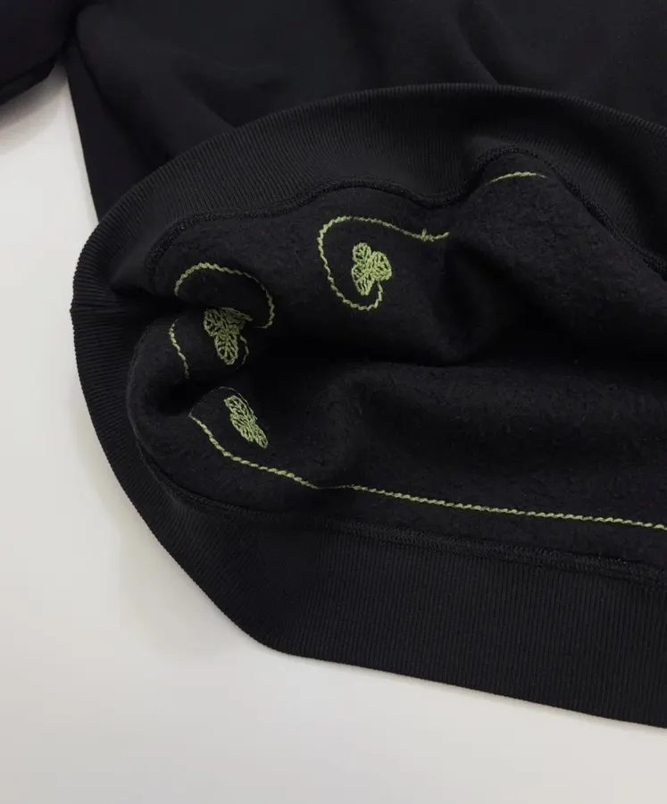 Green Embroidered Cotton Sweatshirt, Loose Lazy Top in Green, product view 11
