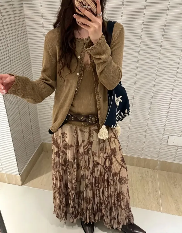 Cardigan + Knitted Sling in Taupe, product view 19