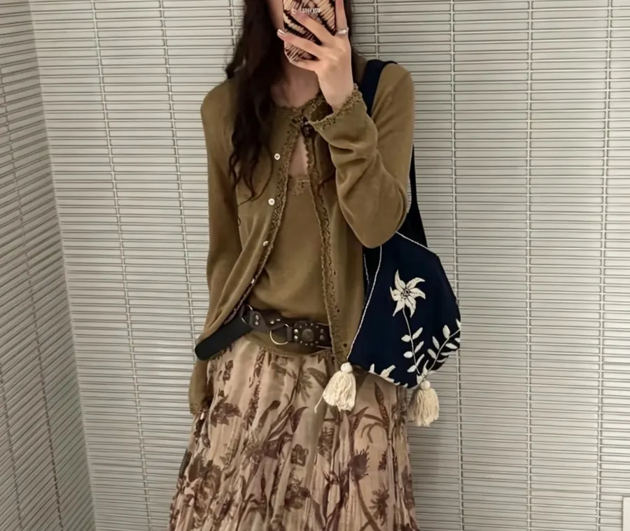 Cardigan + Knitted Sling in Taupe, product view 20