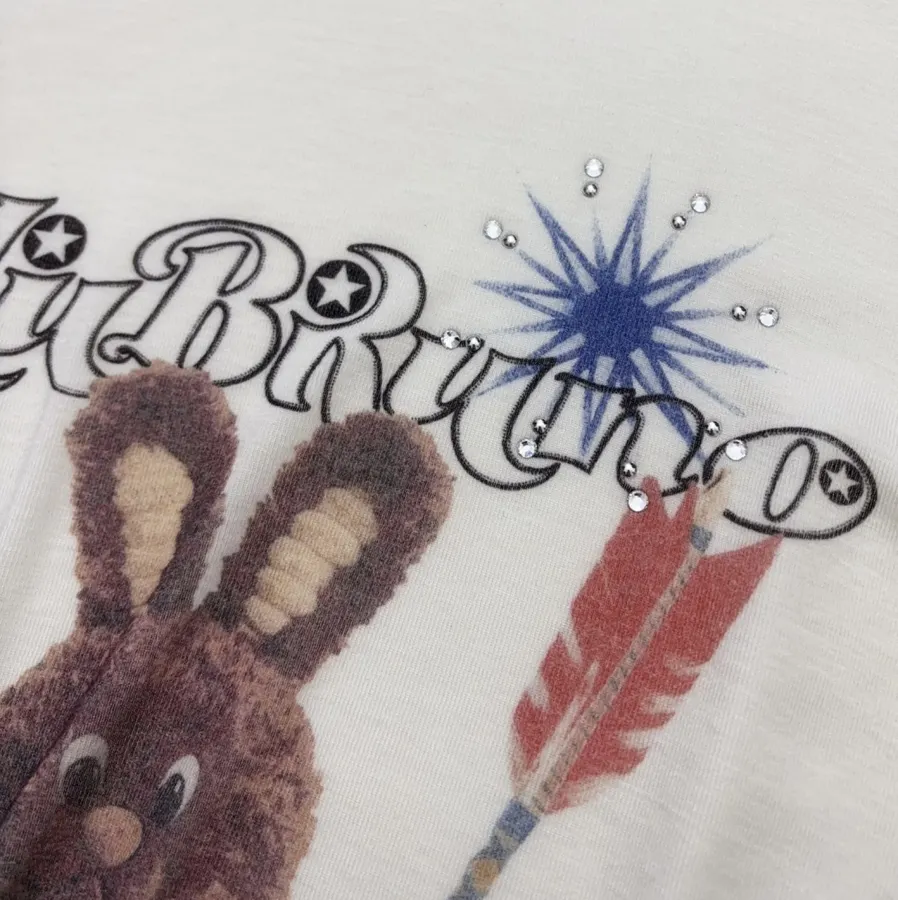 Retro Exquisite Printed Adventure Bunny Long-Sleeve T-Shirt in Off-White, product view 06