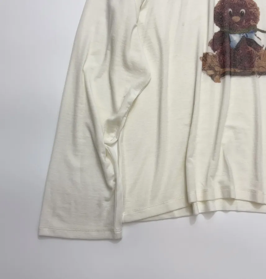 Retro Exquisite Printed Adventure Bunny Long-Sleeve T-Shirt in Off-White, product view 12