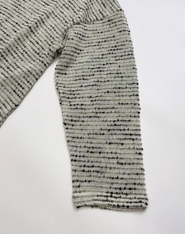 Striped Color-Dotted Knit Loose Pullover Top in Light Gray, product view 05