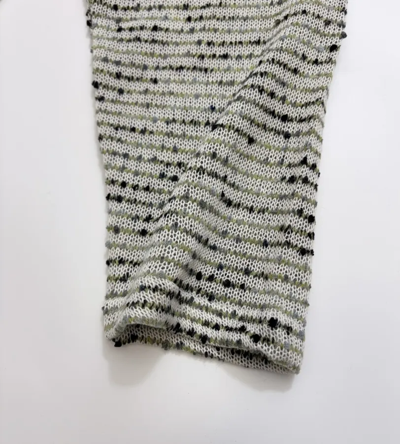 Striped Color-Dotted Knit Loose Pullover Top in Light Gray, product view 07