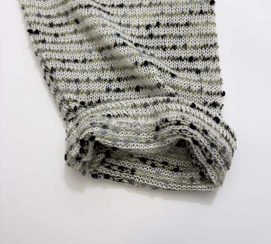 Striped Color-Dotted Knit Loose Pullover Top in Light Gray, product view 08