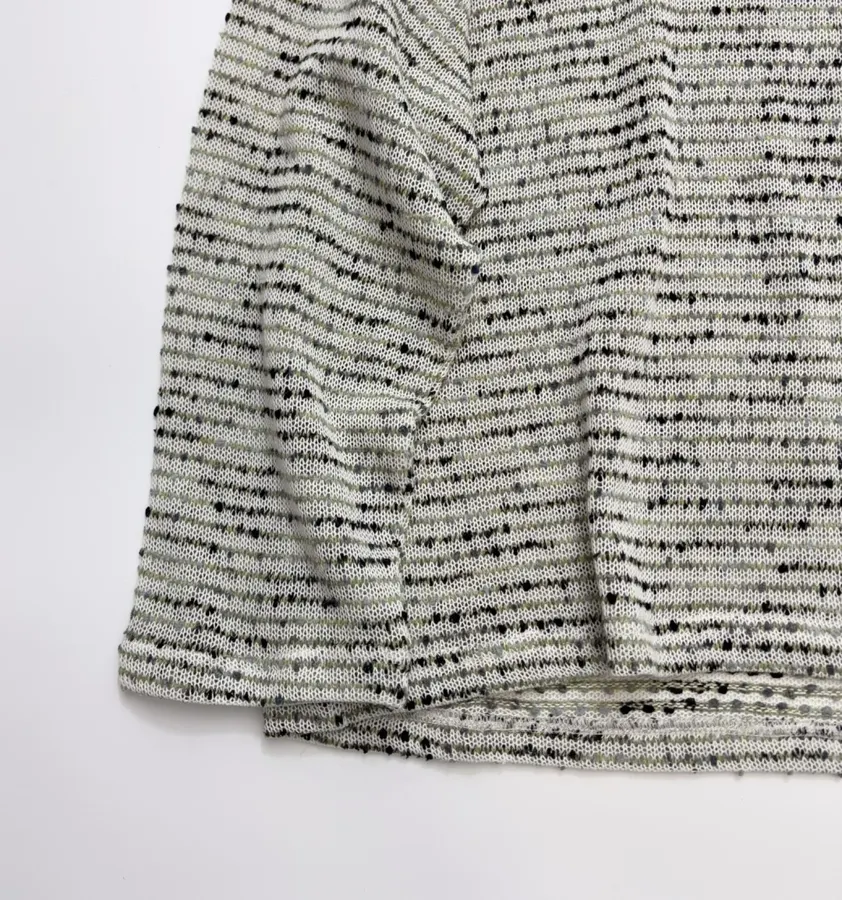Striped Color-Dotted Knit Loose Pullover Top in Light Gray, product view 09