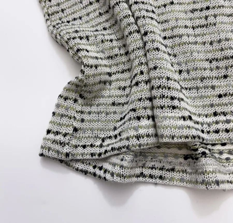 Striped Color-Dotted Knit Loose Pullover Top in Light Gray, product view 10