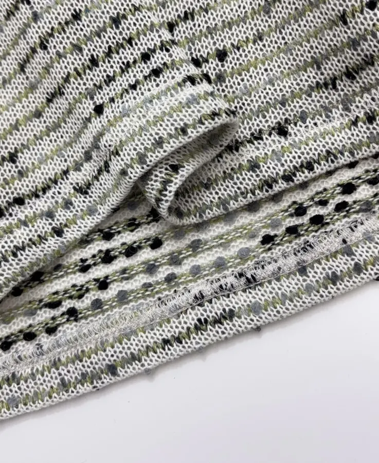 Striped Color-Dotted Knit Loose Pullover Top in Light Gray, product view 11