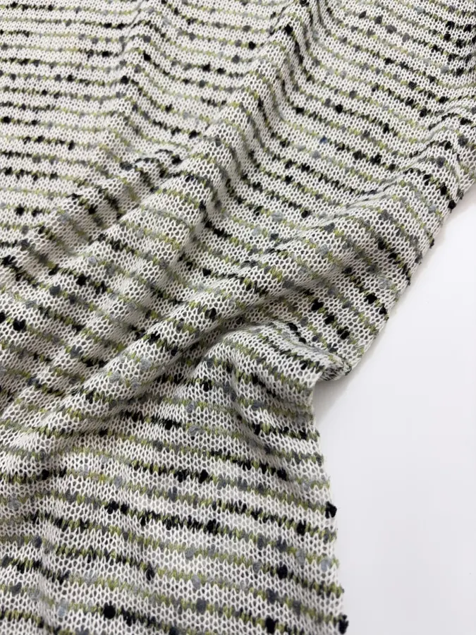 Striped Color-Dotted Knit Loose Pullover Top in Light Gray, product view 13