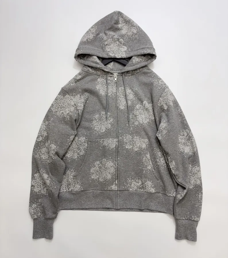 Casual Graffiti Hooded Zip-Up Loose Long-Sleeve Jacket in Gray, product view 01