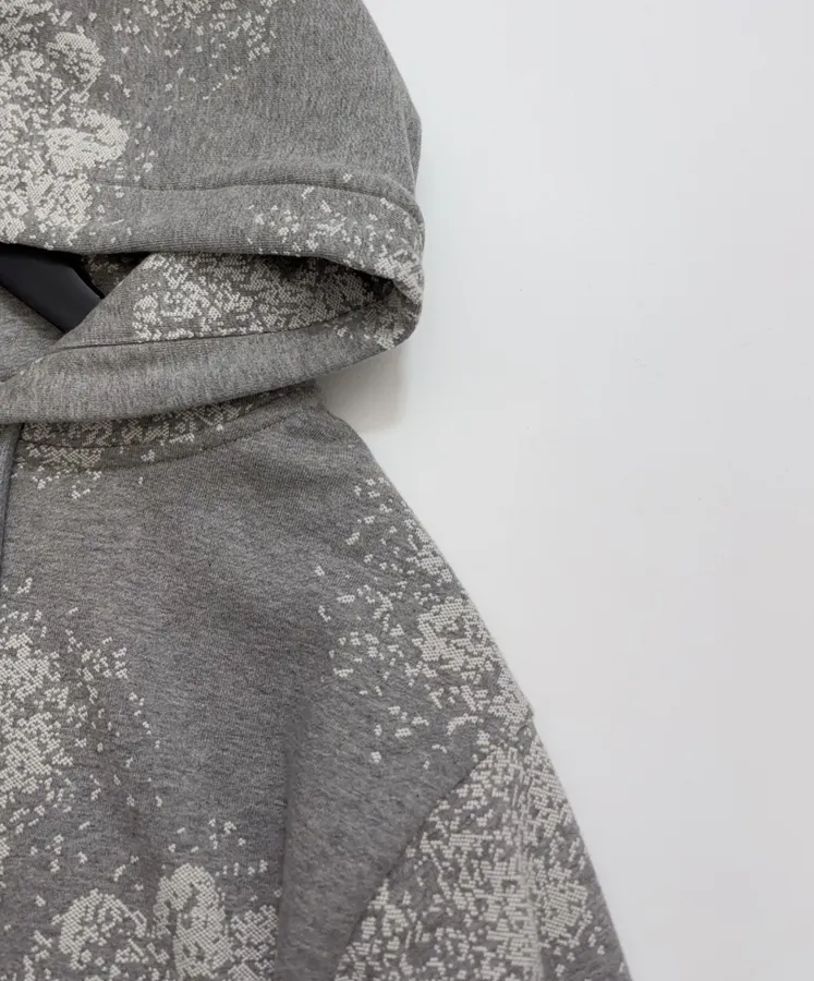 Casual Graffiti Hooded Zip-Up Loose Long-Sleeve Jacket in Gray, product view 03